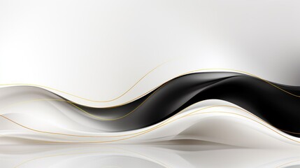 Black and white wavy background with golden lines. illustration. Generative AI