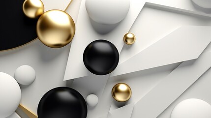 3d render of black and white easter eggs with geometric shapes Generative AI