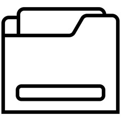 File folder icon, lined icon vector, black and white icon symbol.