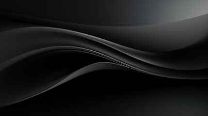 Black abstract background with smooth wavy lines. 3d render illustration Generative AI