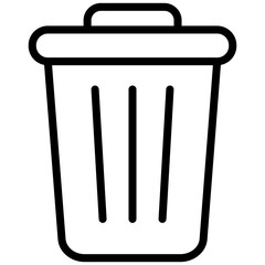 Trash bin icon, lined icon vector, black and white icon symbol.