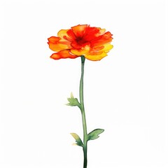 Obraz premium A watercolor painting showcasing a flower with delicate brushstrokes, set against a clean white background.