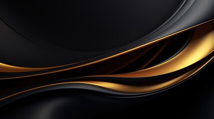 Abstract black and golden wavy background. 3d render illustration. Generative AI