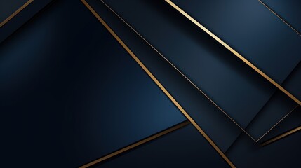 Abstract Blue and Gold Geometric Lines Frame Template AI Generated