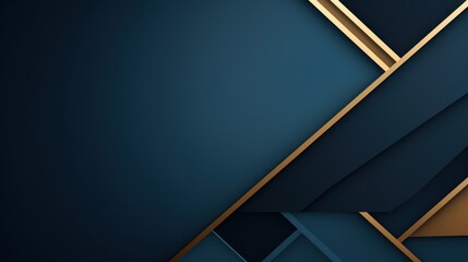 Abstract Blue and Gold Geometric Lines Frame Template AI Generated