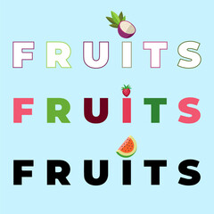 different Fruit text typography. Vector illustration for your design.
