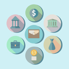 Flat design business and finance icons set. Vector illustration
