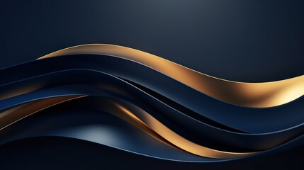 Abstract blue and gold wavy background. 3d render Illustration Generative AI
