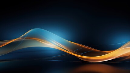 abstract background with blue and orange wavy lines on dark background Generative AI