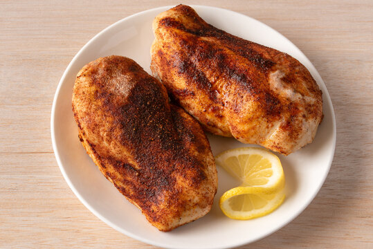 Roasted Seasoned Chicken Breasts on a Plate