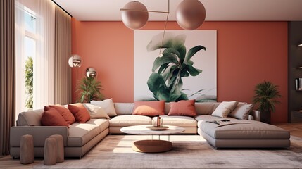 Interior composition of modern elegant living room 