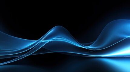 abstract blue waves on a black background, abstract background for wallpaper Generative AI