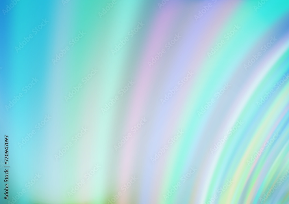 Poster light blue, green vector template with bent ribbons. blurred geometric sample with gradient bubbles.