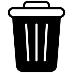 Trash bin icon, outline fill icon, flat design style, icon vector illustration.