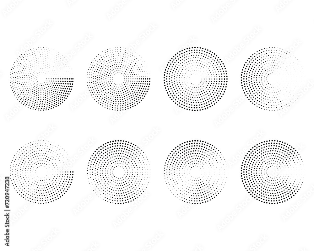 Poster dotted circles lines, converging circular rings of dashed line circles.