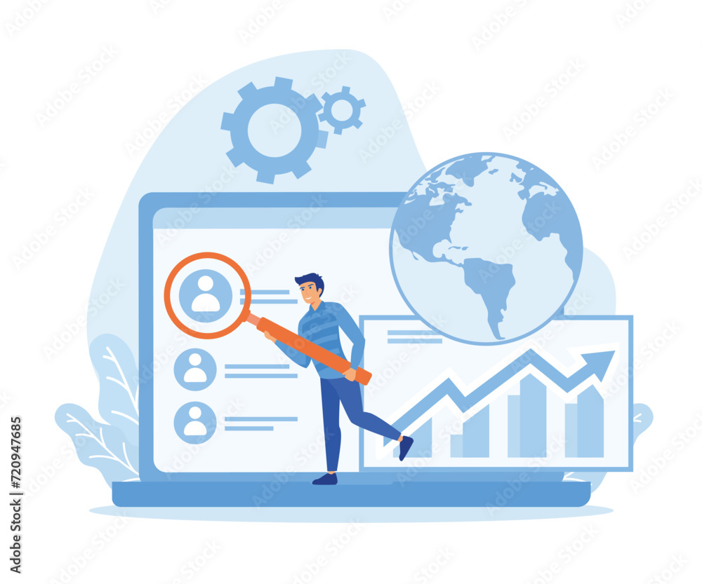 Poster performance tools and software solutions abstract concept. business intelligence dashboard. flat vec