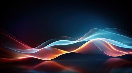 Abstract blue and red waves on dark background. illustration for your design Generative AI