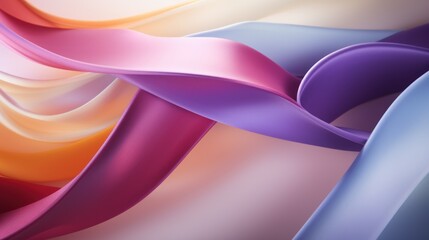 Abstract background with colorful silk ribbons. 3d rendering, 3d illustration. Generative AI