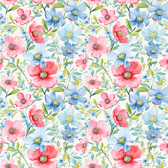 Dreamy Watercolor Flower Seamless Pattern - 720949851