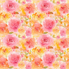 Dreamy Watercolor Flower Seamless Pattern - 720949855
