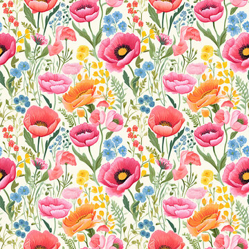 Dreamy Watercolor Flower Seamless Pattern