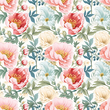 Dreamy Watercolor Flower Seamless Pattern