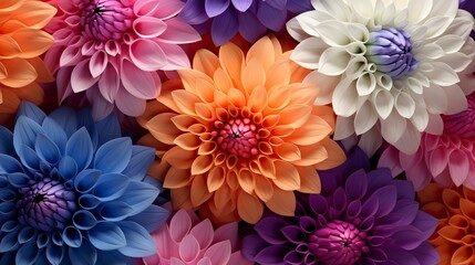 Seamless pattern with dahlia flowers. illustration. Generative AI