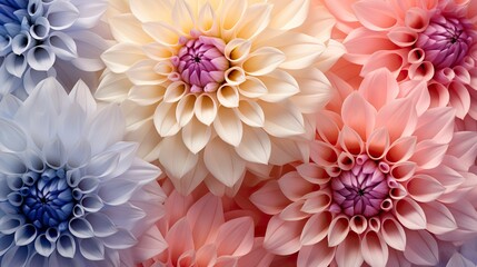 Dahlia flowers seamless pattern. Floral background in pastel colors. Generative AI