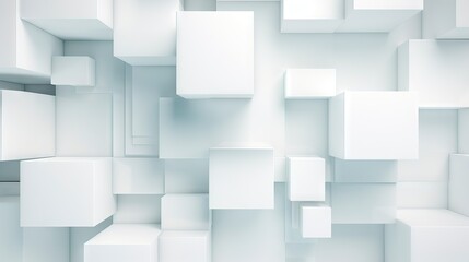 Abstract white geometric background with cubes. 3d render. Square composition Generative AI