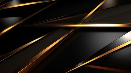 Abstract black metallic background with golden lines. design eps 10 Generative AI