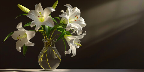 white lilies in a vase, generative AI