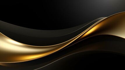 Abstract black and golden wavy background. 3d render Illustration Generative AI