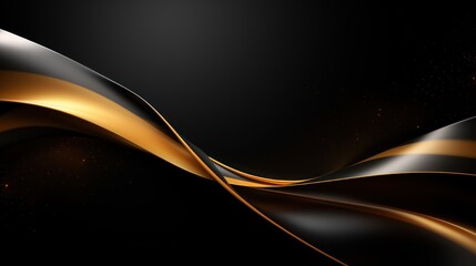 Abstract black and golden wavy background. illustration eps10 Generative AI
