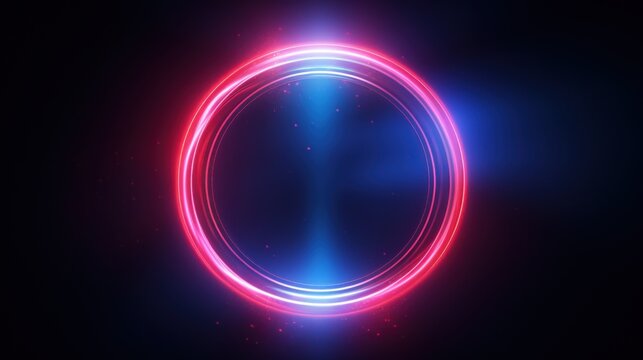 Neon round frame. Glowing neon frame. Abstract background. illustration. Generative AI