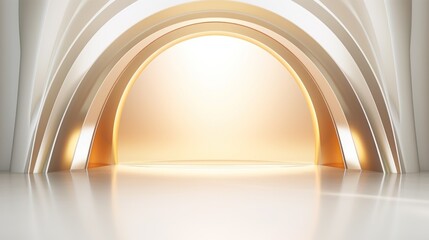 Abstract golden arch on a white background. 3d render illustration. Generative AI