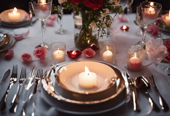  flowers marriage Decoration details Top candles setup nner restaurant couple proposal Location closeup date decor surprise view Table Candlelight setting Romantic