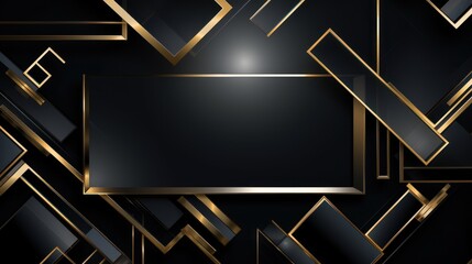 Abstract luxury black and gold geometric background. illustration for your design Generative AI