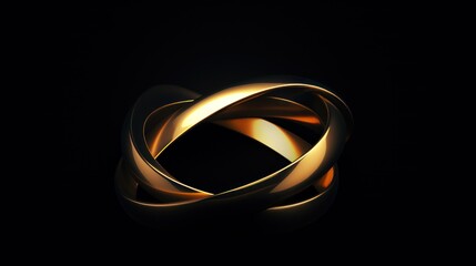 Abstract gold ring on a black background. 3d rendering, 3d illustration. Generative AI