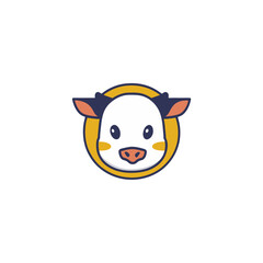 cute cow head logo design