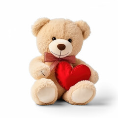 Adorable teddy bear holding a heart on transparency background PNG