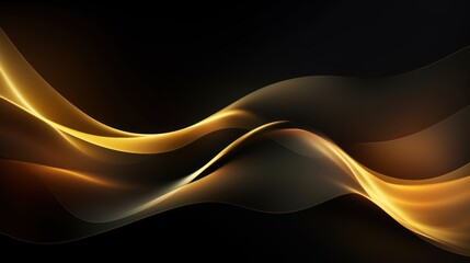 Abstract gold waves on a black background. illustration for your design Generative AI