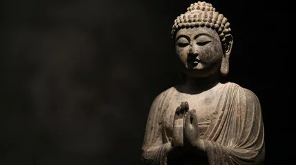 Foto auf Acrylglas buddha statue on black background with copyspace © Salander Studio