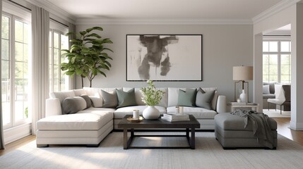 Fototapeta na wymiar Modern luxurious living room interior composition with elegant color palette 