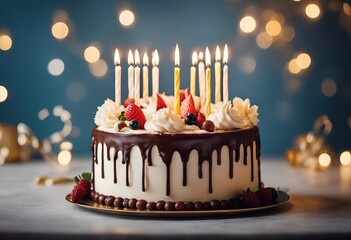  Cake concept Trendy Copy Cake space Celebration Birthday - obrazy, fototapety, plakaty