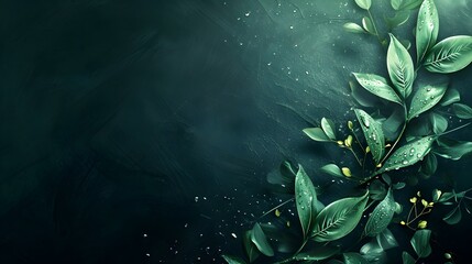 luxury green floral ornament for a quotes background design