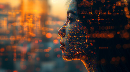 AI brain circuitry, intelligence network, digital neurons, futuristic cognitive processing.