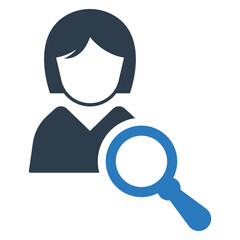 Magnifying woman icon