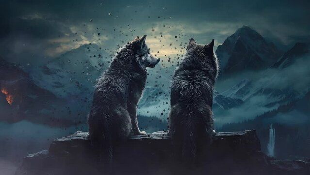 Mountain Guardians: Wolves Howling in the Nocturnal Peaks