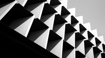 Abstract background with black and white triangles. 3d render illustration. Generative AI