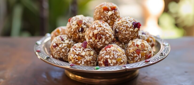 Meva Ladoo, a sweet ball with dried fruits from India.